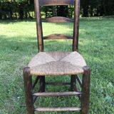 Pair of oak and straw chairs, 19th century period.