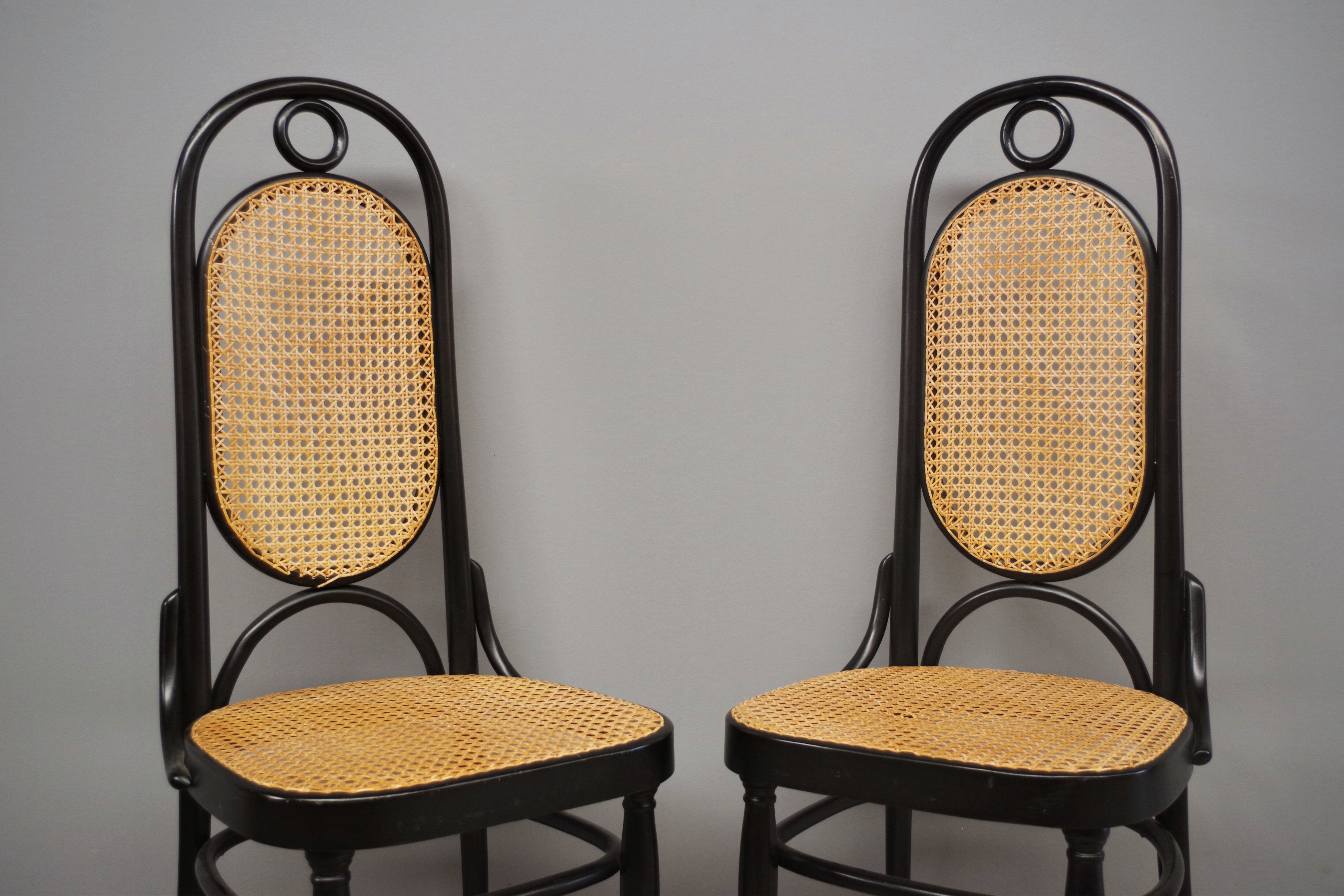 Chairs in bent beech and vienna straw, 1980