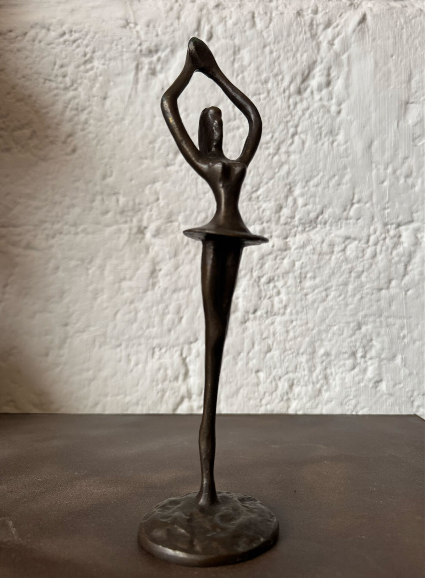Small bronze dancer in 1980s modernist style.