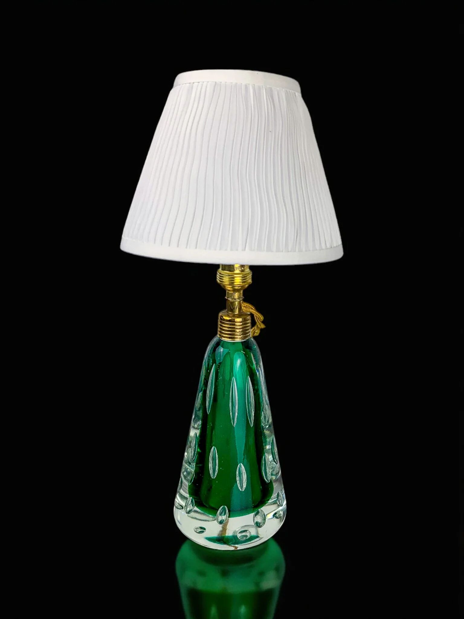 Midcentury Pietro Toso table lamp, green and bubble Sommerso Murano, Italy