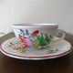 Kg luneville "street lamp" breakfast cup coffee tea earthenware flowers hand-painted - 1