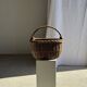 Large antique woven wicker basket with handle H45 L43 D25