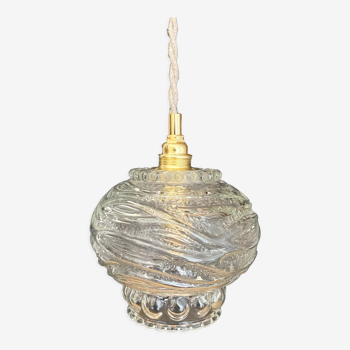 Vintage globe pendant lamp in molded glass