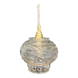 Vintage molded glass globe pendant light