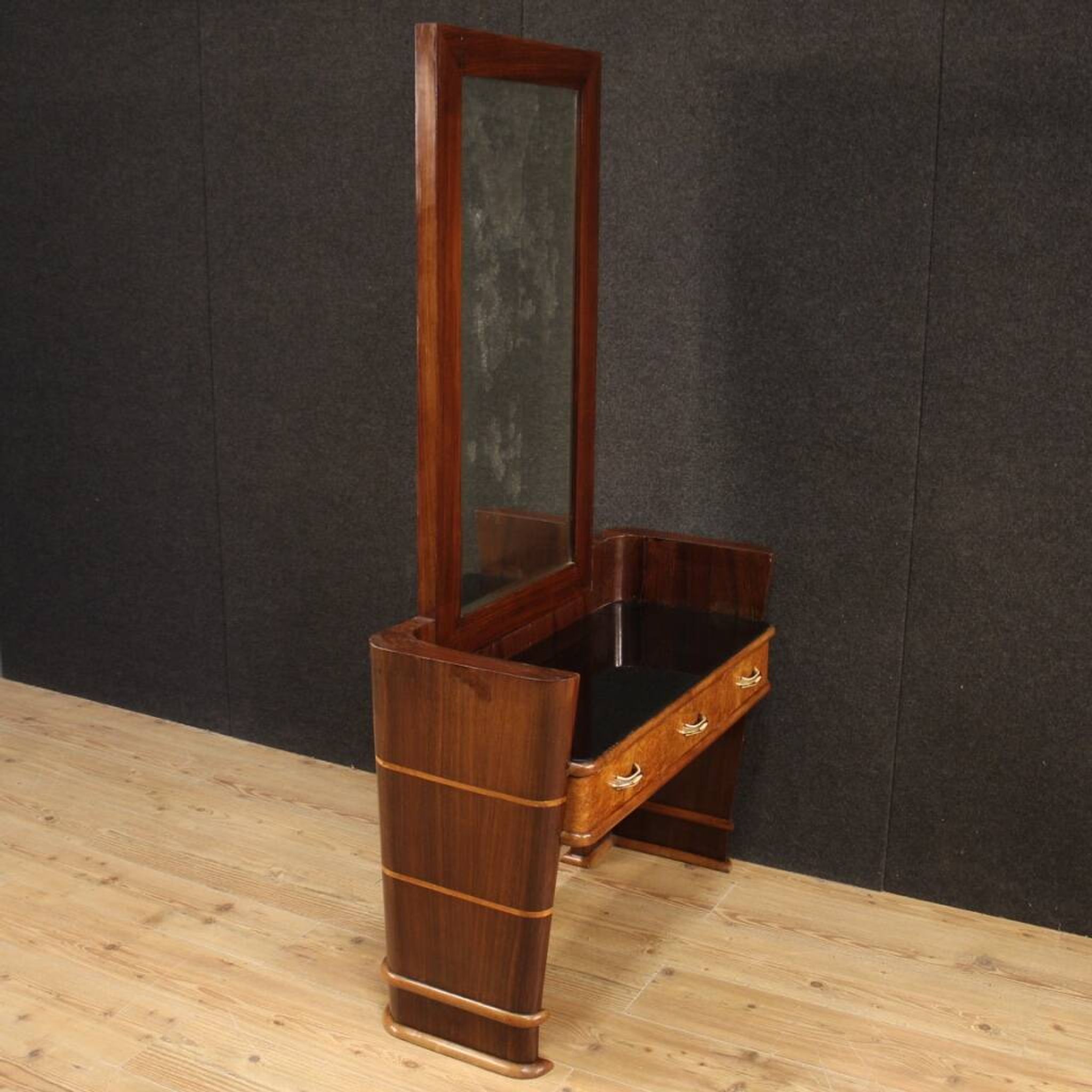 Italian wood design cheval mirror from 70s