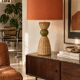 Large vintage sculptural lamp from the 60s/70s – olive green ceramic & very fine fibres.