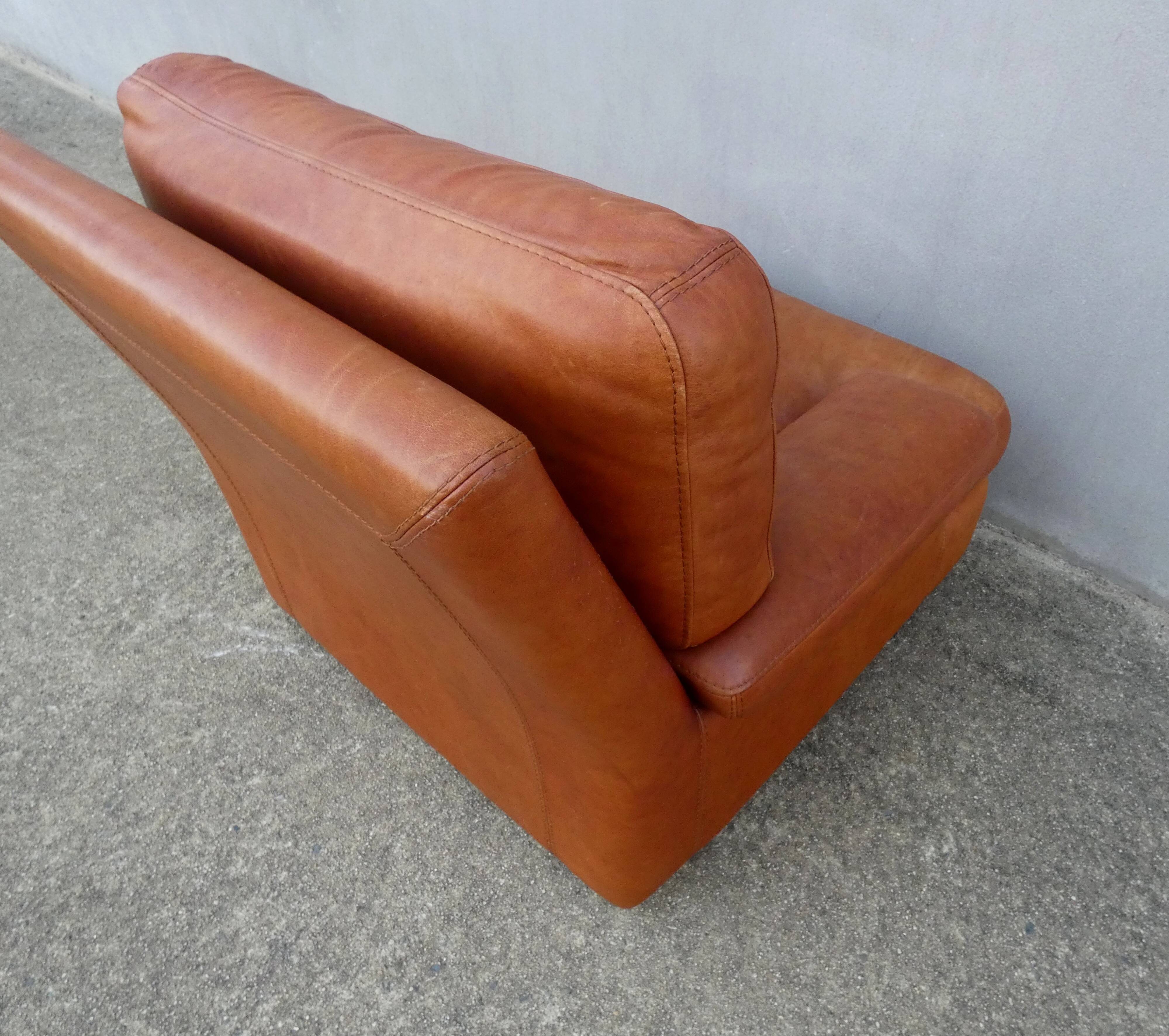 Vintage loft leather armchair DUVIVIER