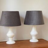 Pair of Vintage Alabaster Stone Lamps