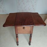 Pair of Louis Philippe style walnut bedside tables / work tables with flap