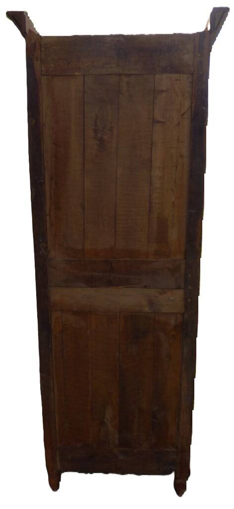 Showcase 1 glass door in solid cherry wood with sculpture - Very good condition