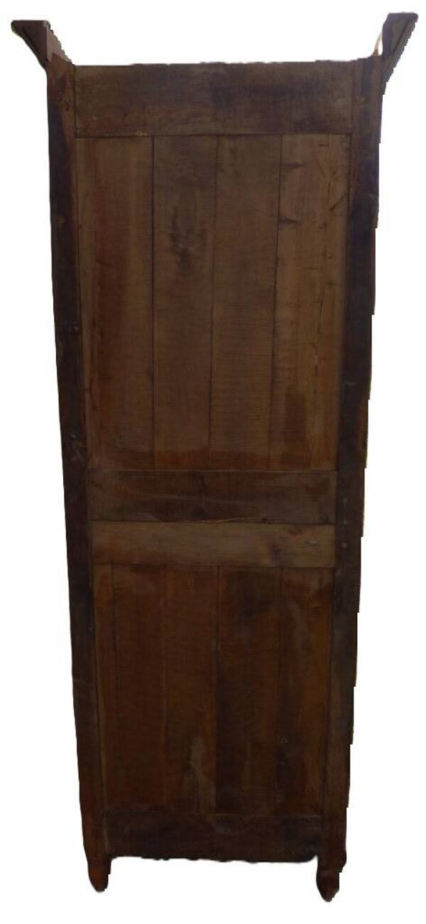 Vitrine 1 porte en merisier massif fronton sculpté