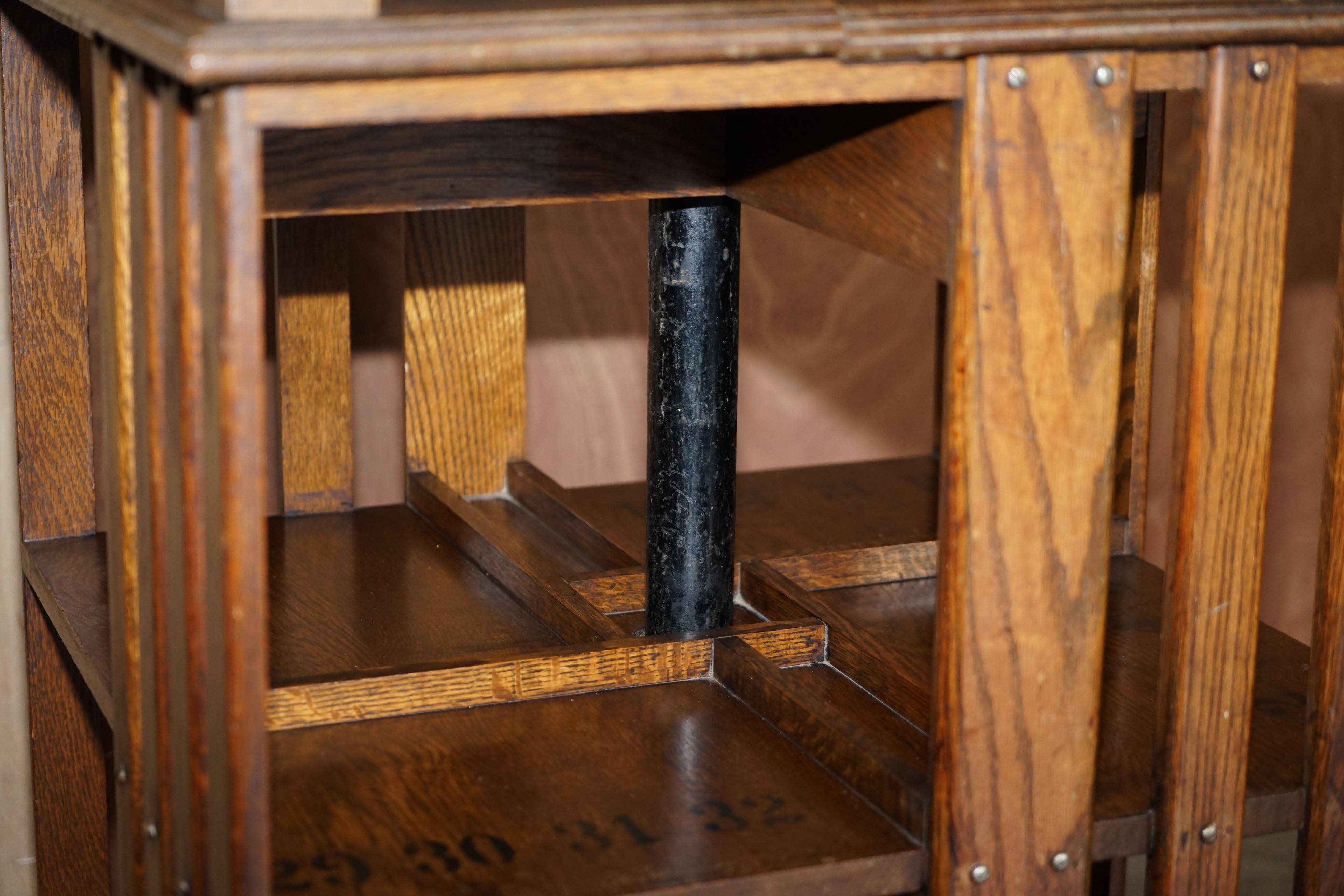 Victorian oak revolving library table circa 1880.