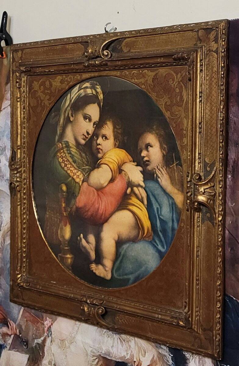 Virgin on the Chair by Raphael: Lithograph from the late 19th century.