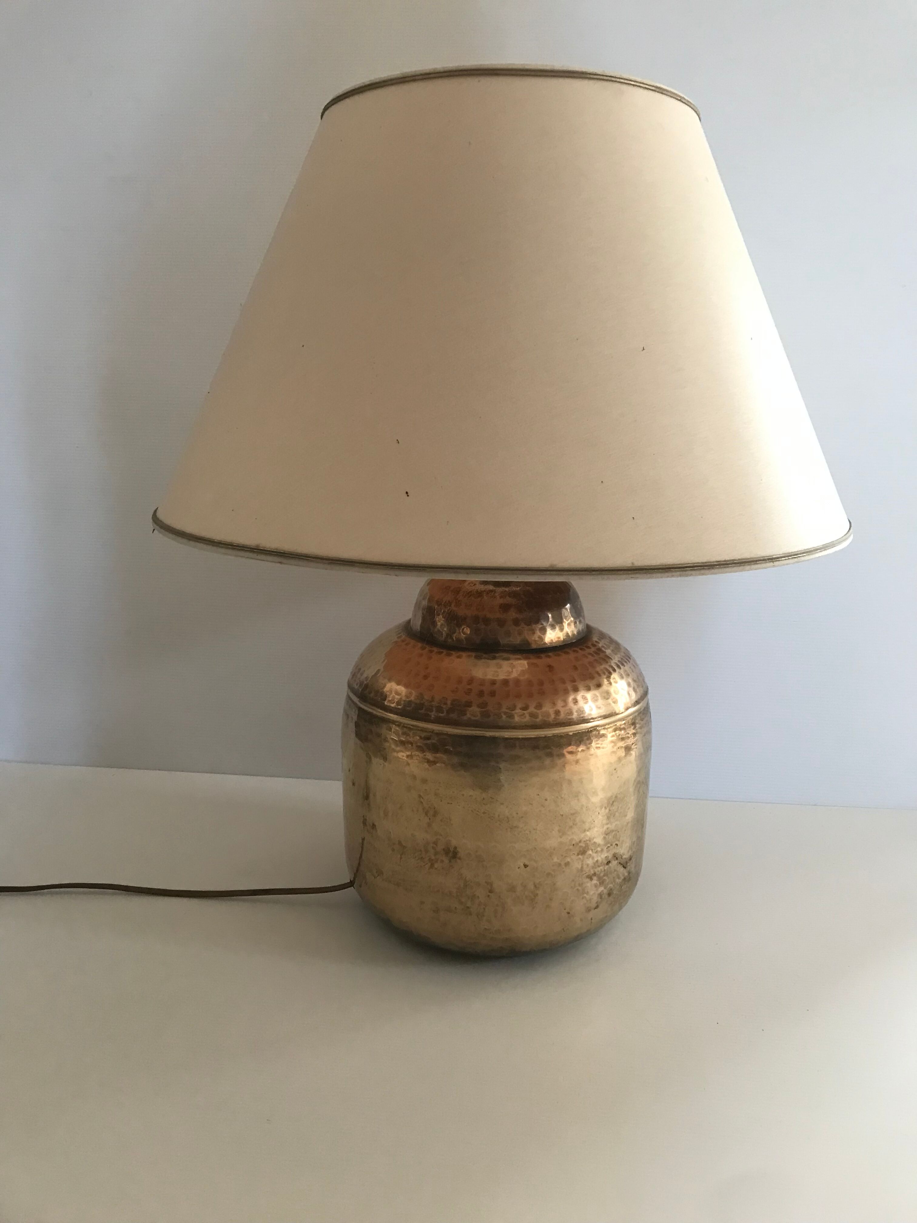 Vintage hammered brass lamp