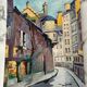 Old painting oil on Isorel "Paris street of the Town Hall"