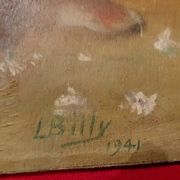 Ancient Painting Bouquet Signed L. BILLY 1941