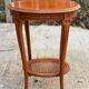 Louis XV oval pedestal table carved in solid cherry wood with cane bedside table