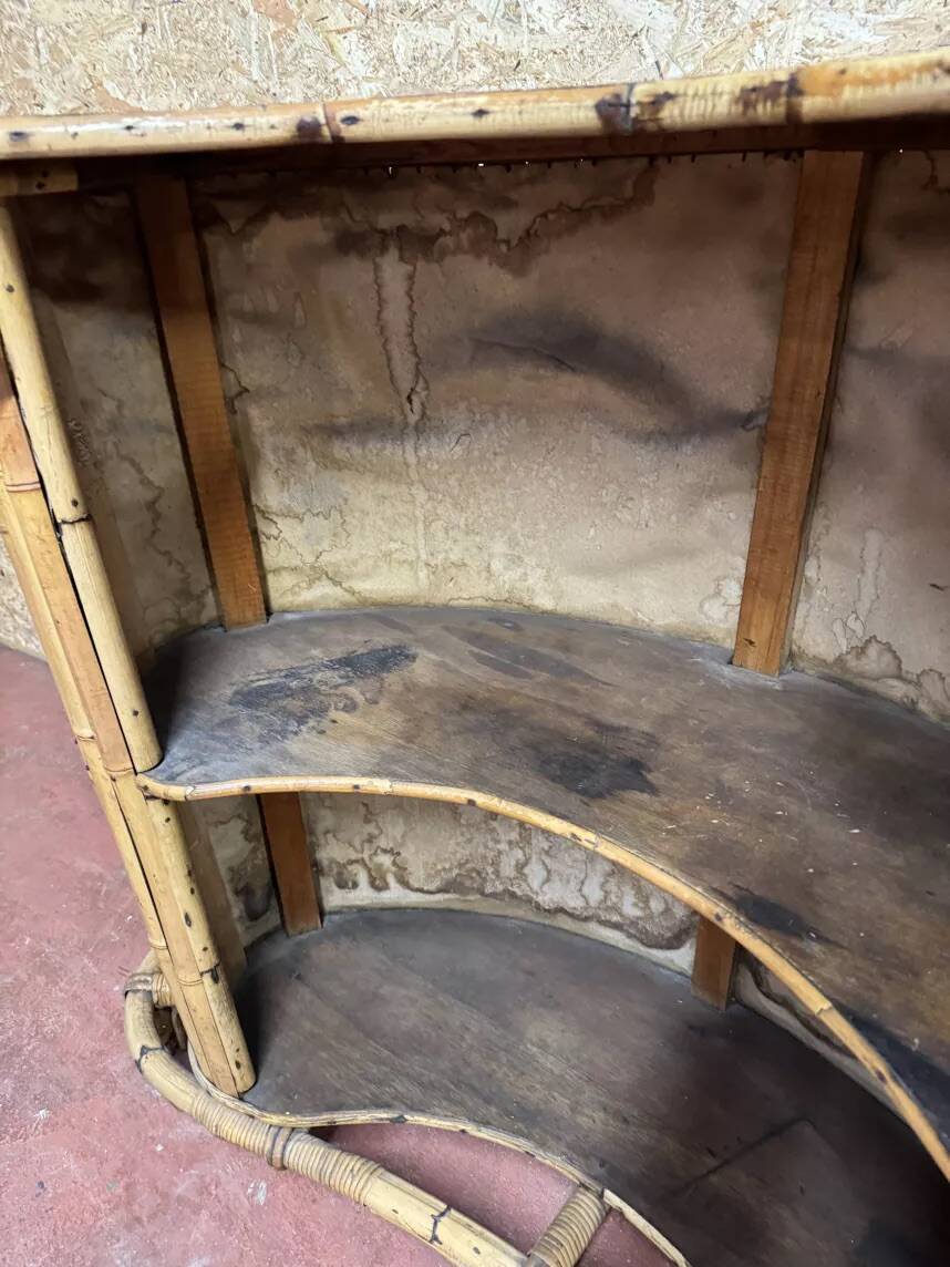 Vintage bar in rattan & bamboo - 70's spirit - Authentic patina
