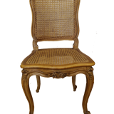 Lot de 8 chaises cannées en chêne massif style Louis XV