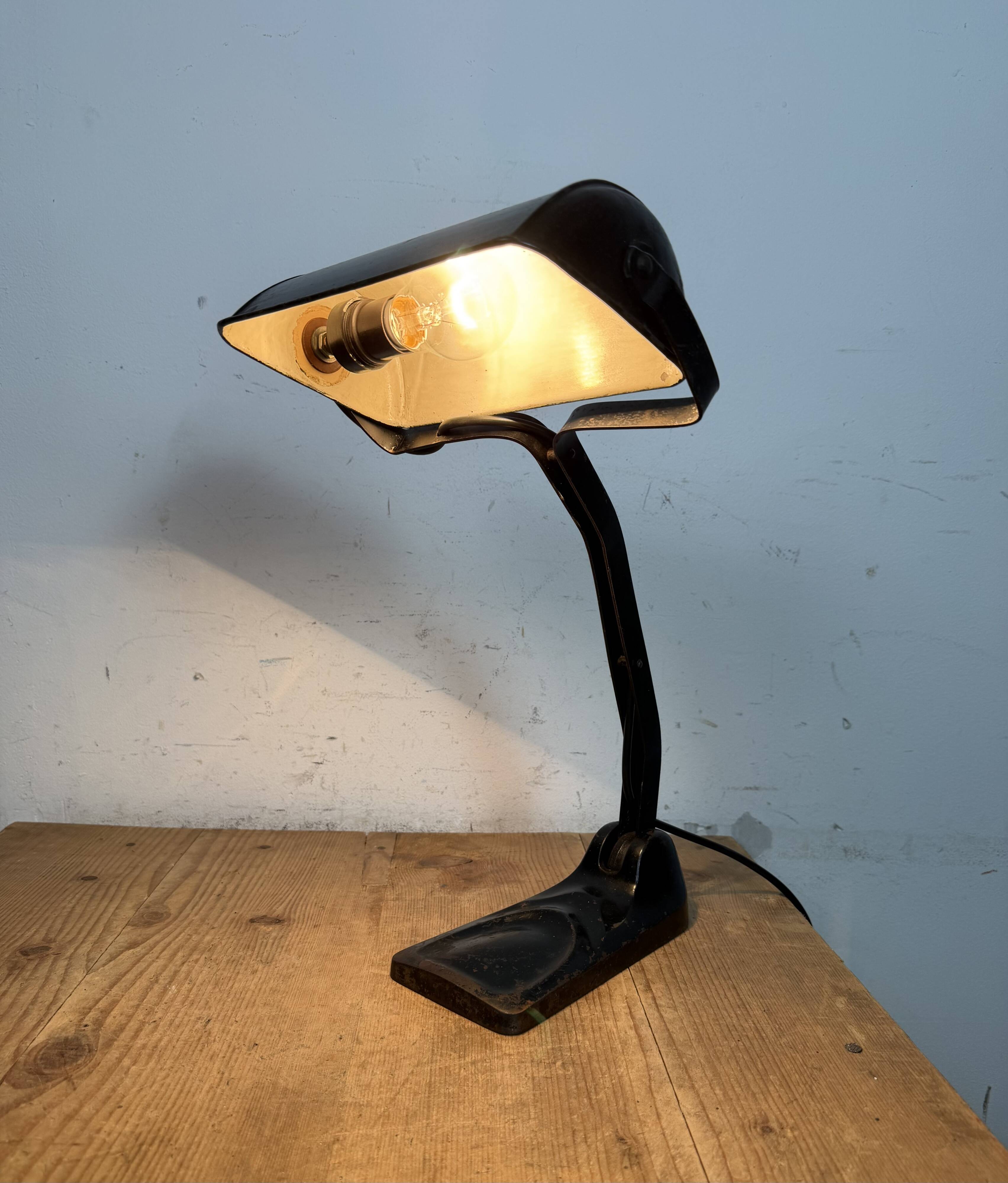Vintage German Black Bank Lamp, 1930s