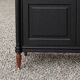 Renovated black antique Louis XVI style display cabinet, glass-fronted bookcase.