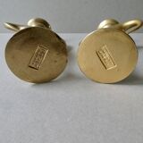 Pair of gold metal character candlesticks Artichoke France