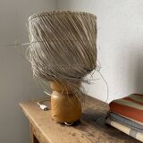 50s wood and straw lamp