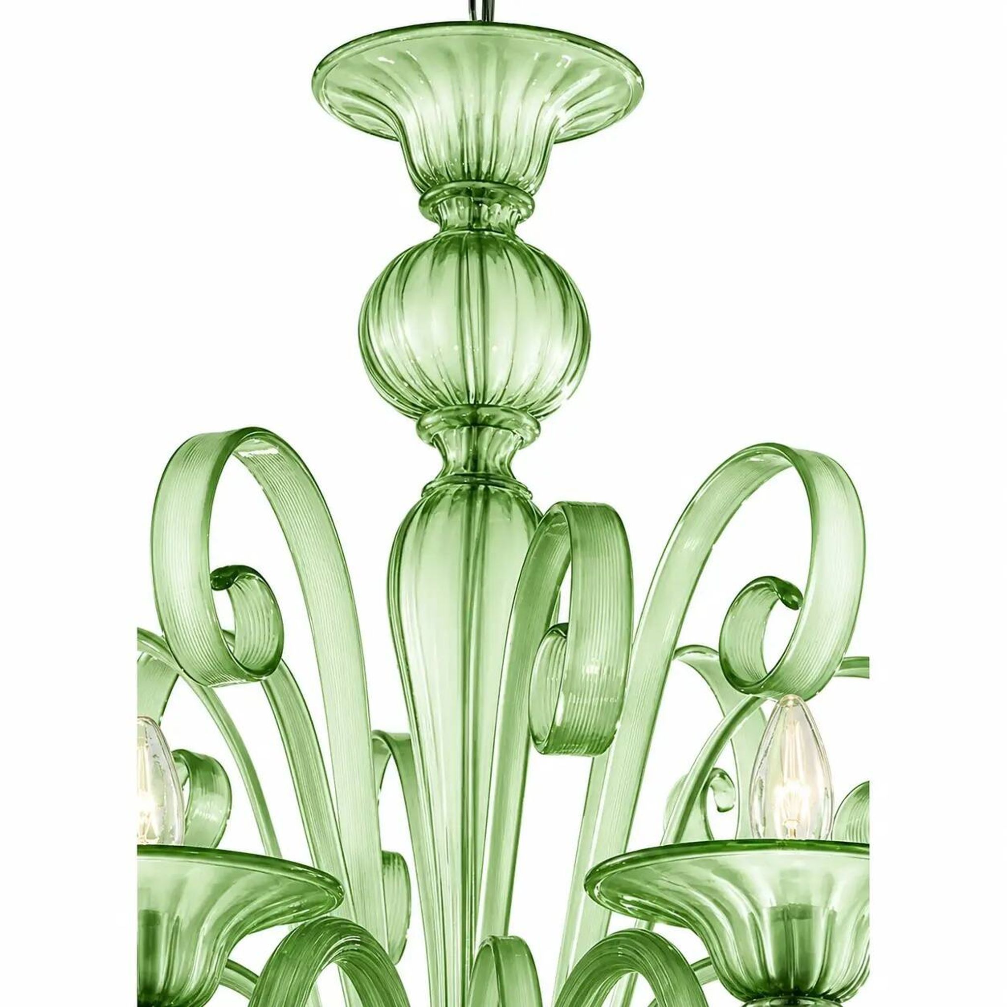Contemporary Venetian Green Murano Glass Chandelier 8 Arms