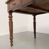 Walnut and pine drapery farmhouse table