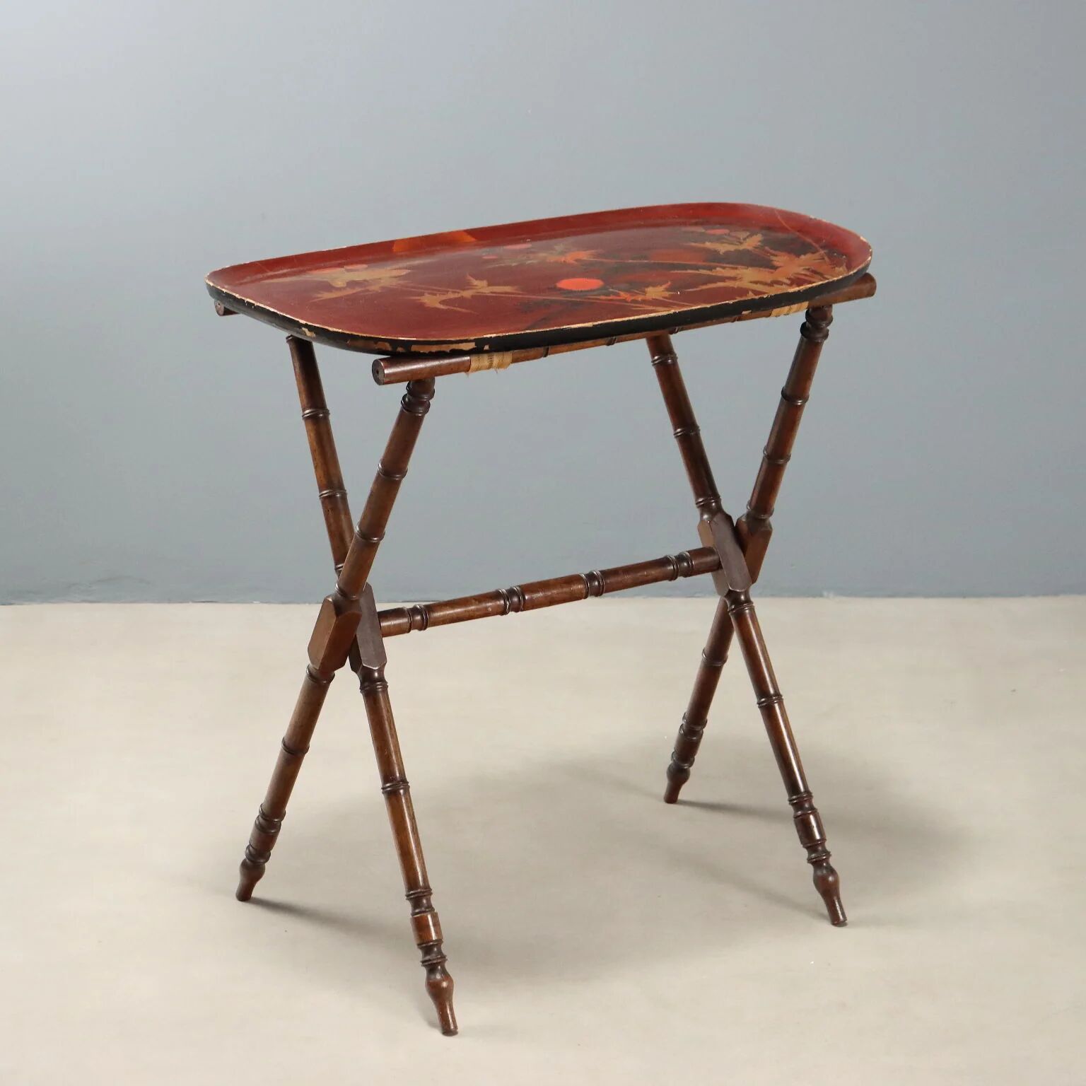 Petite table ancienne en bois laqué chinoiserie, Angleterre '800