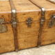 Former large wooden and iron trunk
