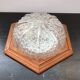 Ancient Applied Brush Glass Moulded Glass - Vintage Wood Base