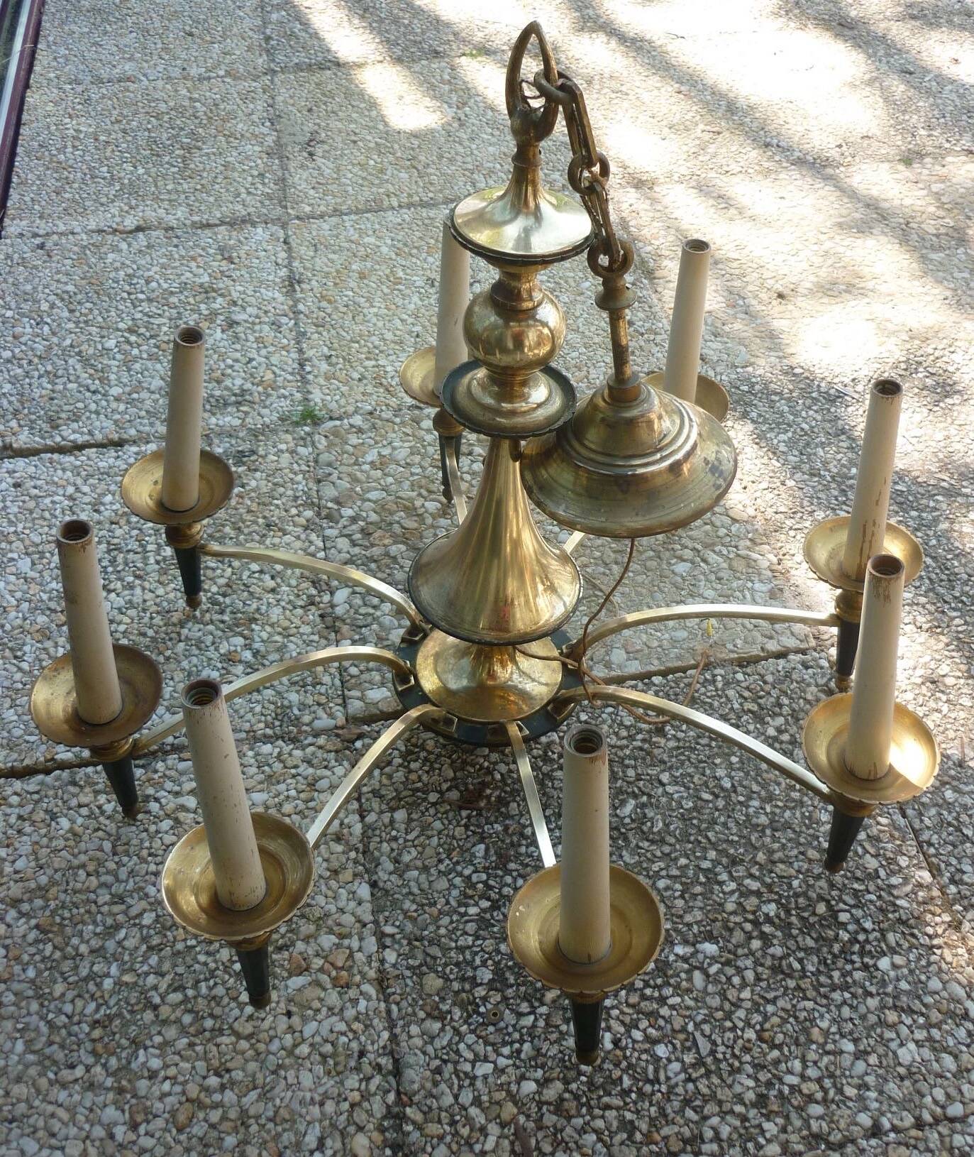 Empire chandelier in bronze and gilded brass