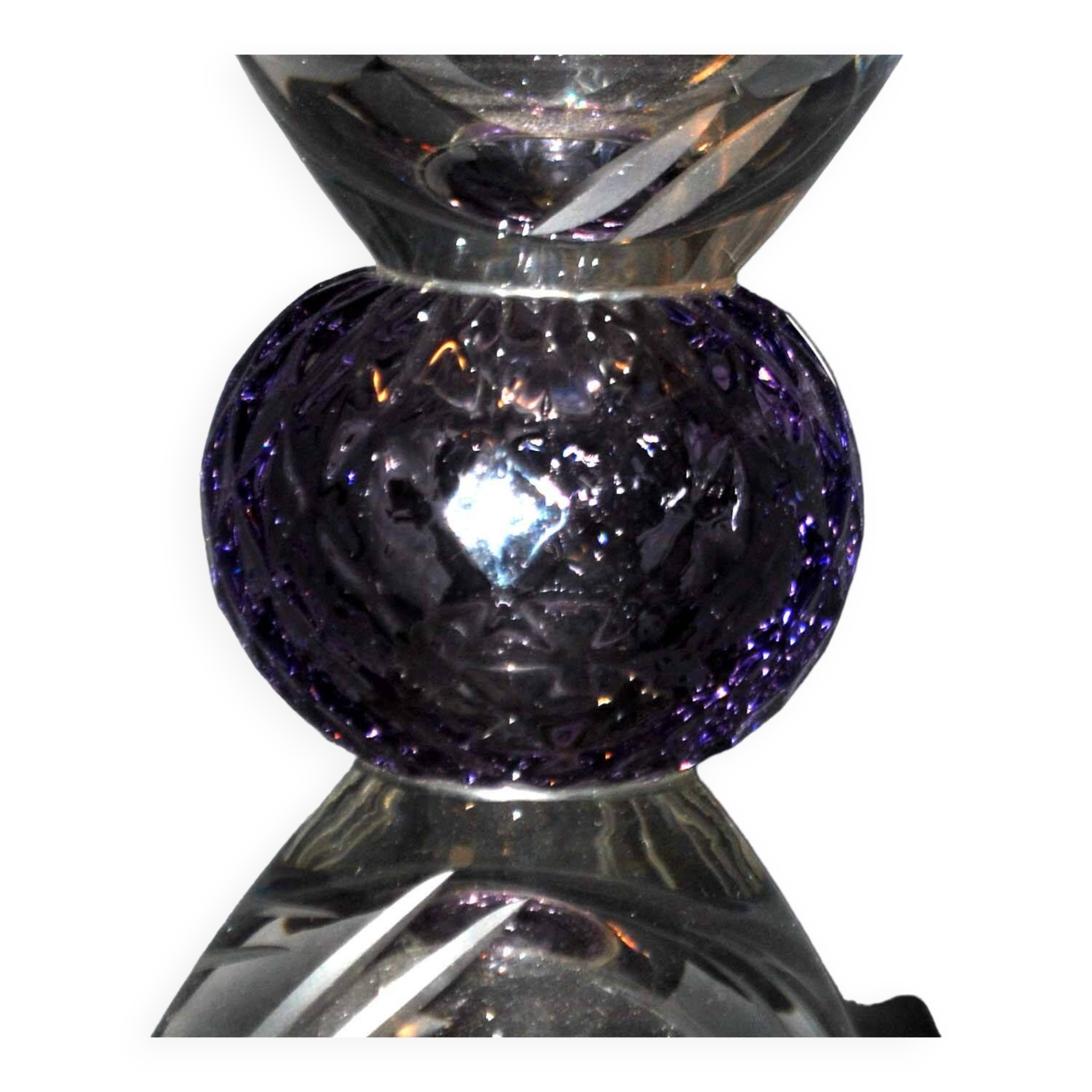 Chalice cup in engraved blown glasses signed Véronique Monod 1994 Contemporary glassmaker Biot