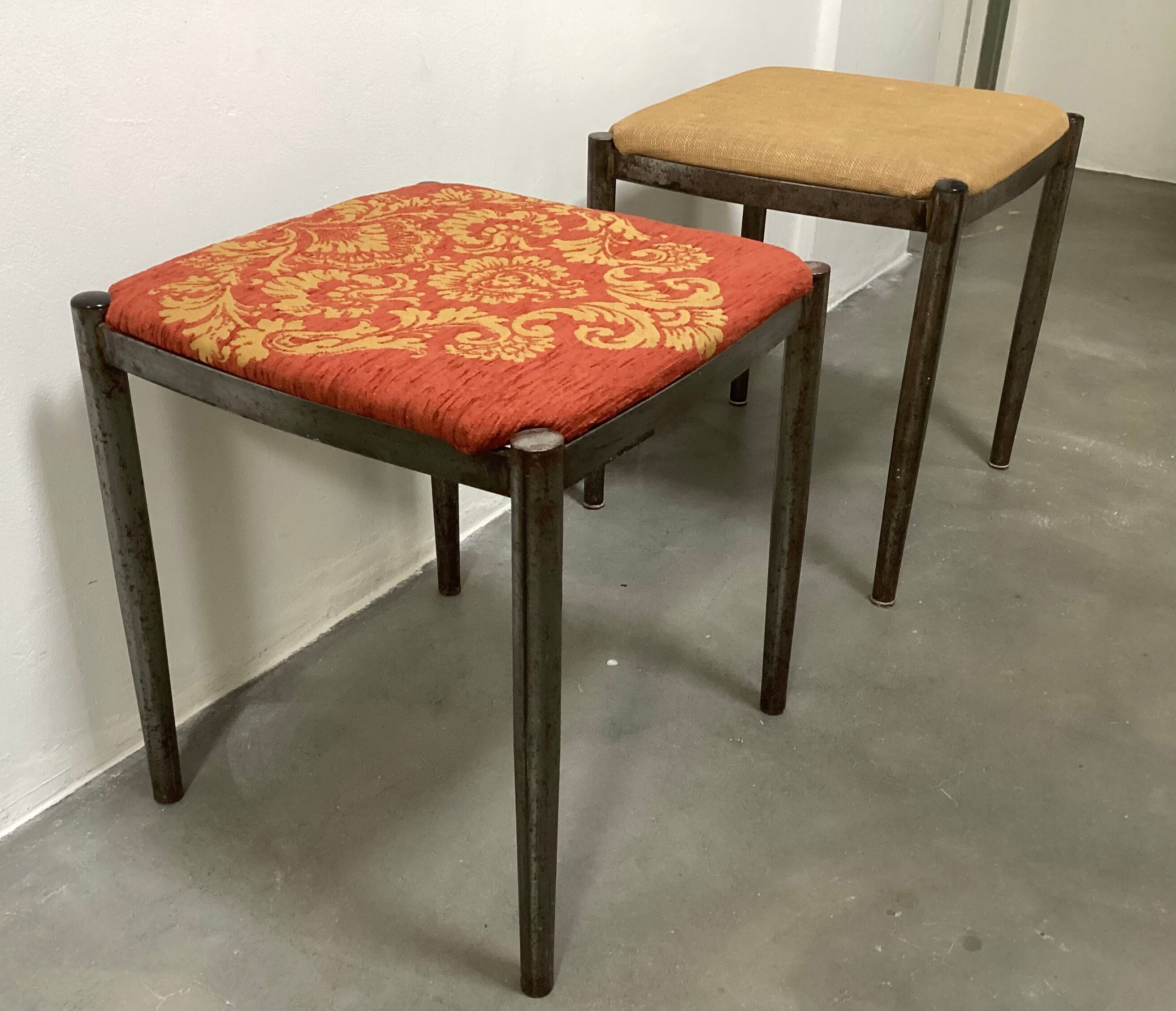 Two tubular steel stools