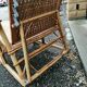 Vintage armchair lounge chair in rattan art deco with footrest and adjustable