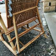 Vintage armchair lounge chair in rattan art deco with footrest and adjustable