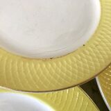 Lot de 6 assiettes plates moulin des loups texturées jaune canari années 50
