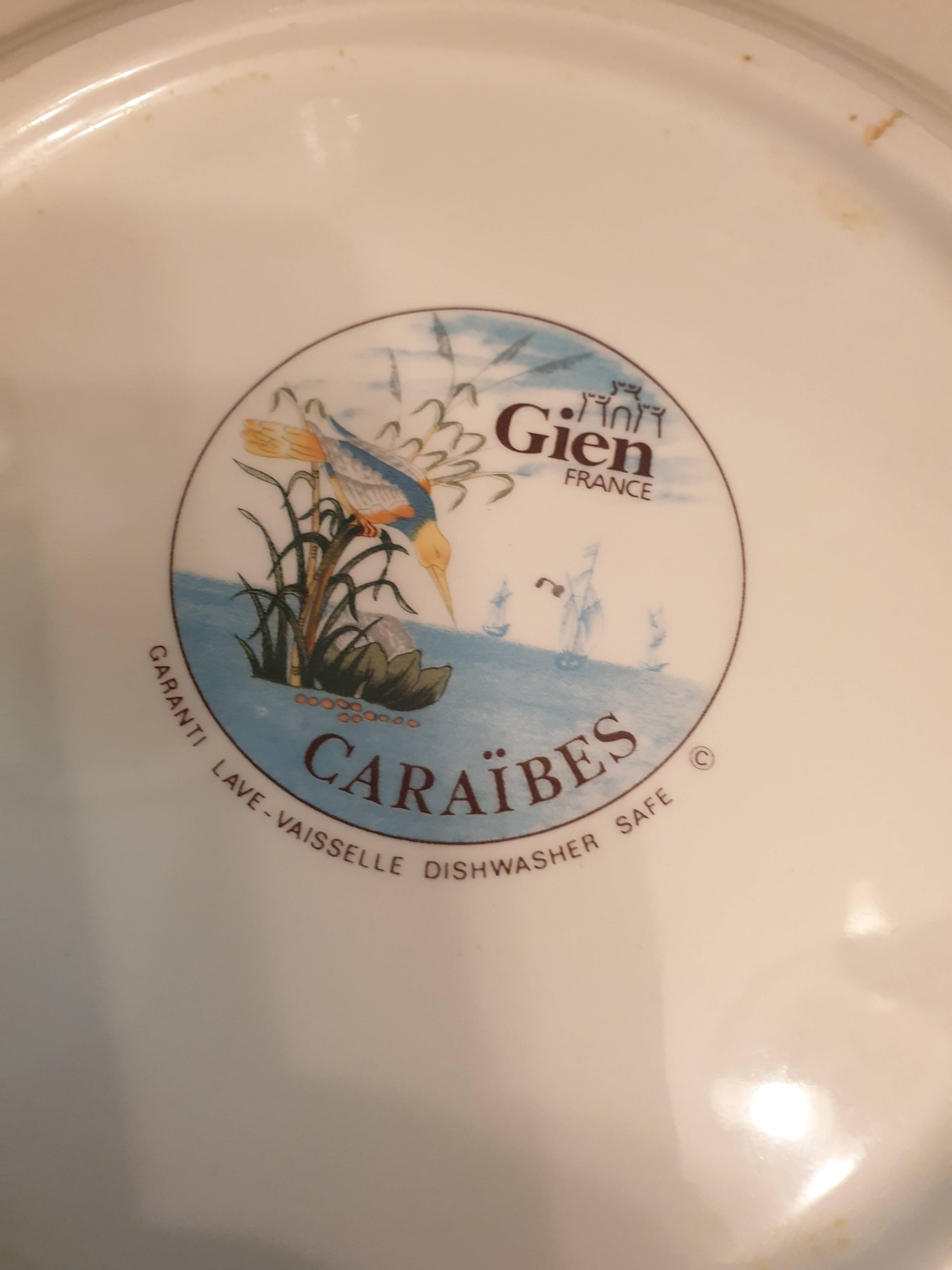 6 Dessert plates Gien France Caribbean