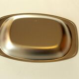 Serving plate and serving bowl, made in stainless steel, Vintage from the 1970s