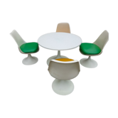 Vintage set table foot tulip Werzalit and its 4 chairs