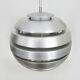 Large vintage Mercury pendant light by Eglo in brushed aluminum and opaline