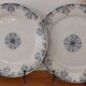 6 Flat plates in blue/green iron clay model “Mignon”, H & Cie Sarreguemines