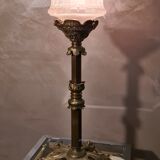 large bronze lamp napoleon iii sculpted globe molded opaque 54x22