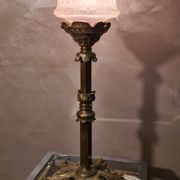 large bronze lamp napoleon iii sculpted globe molded opaque 54x22