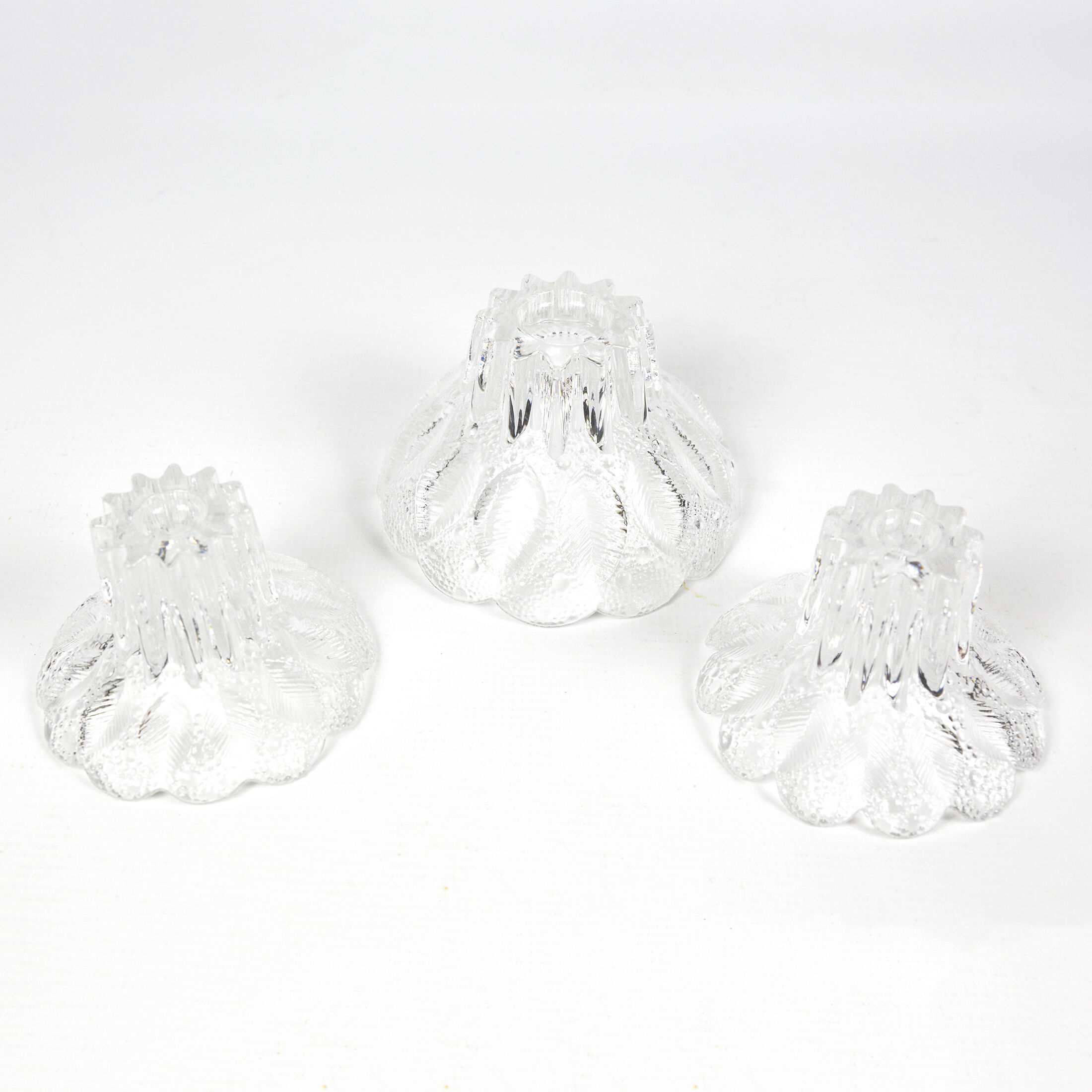 Set of 3 Lausitzer Glas candlesticks, Germany, 1980s