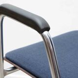 Eromes ant ebony and chrome chair with armrests and cushion