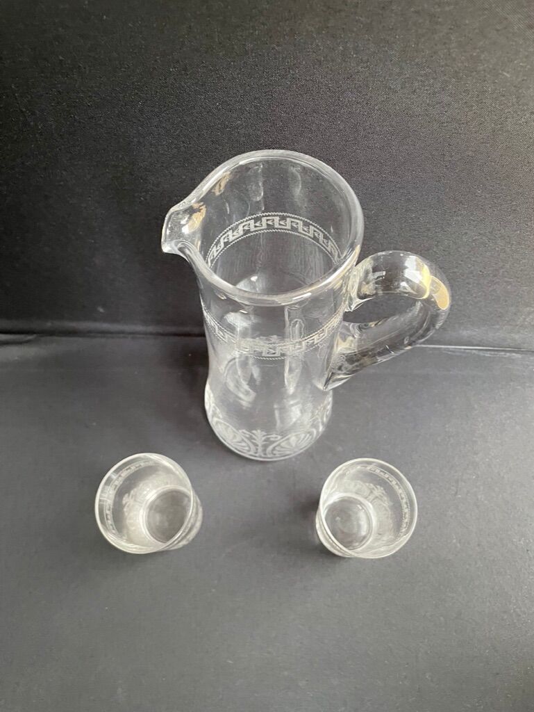 St. Louis - Beer serving party (1) - Art Nouveau - Blown and engraved crystal