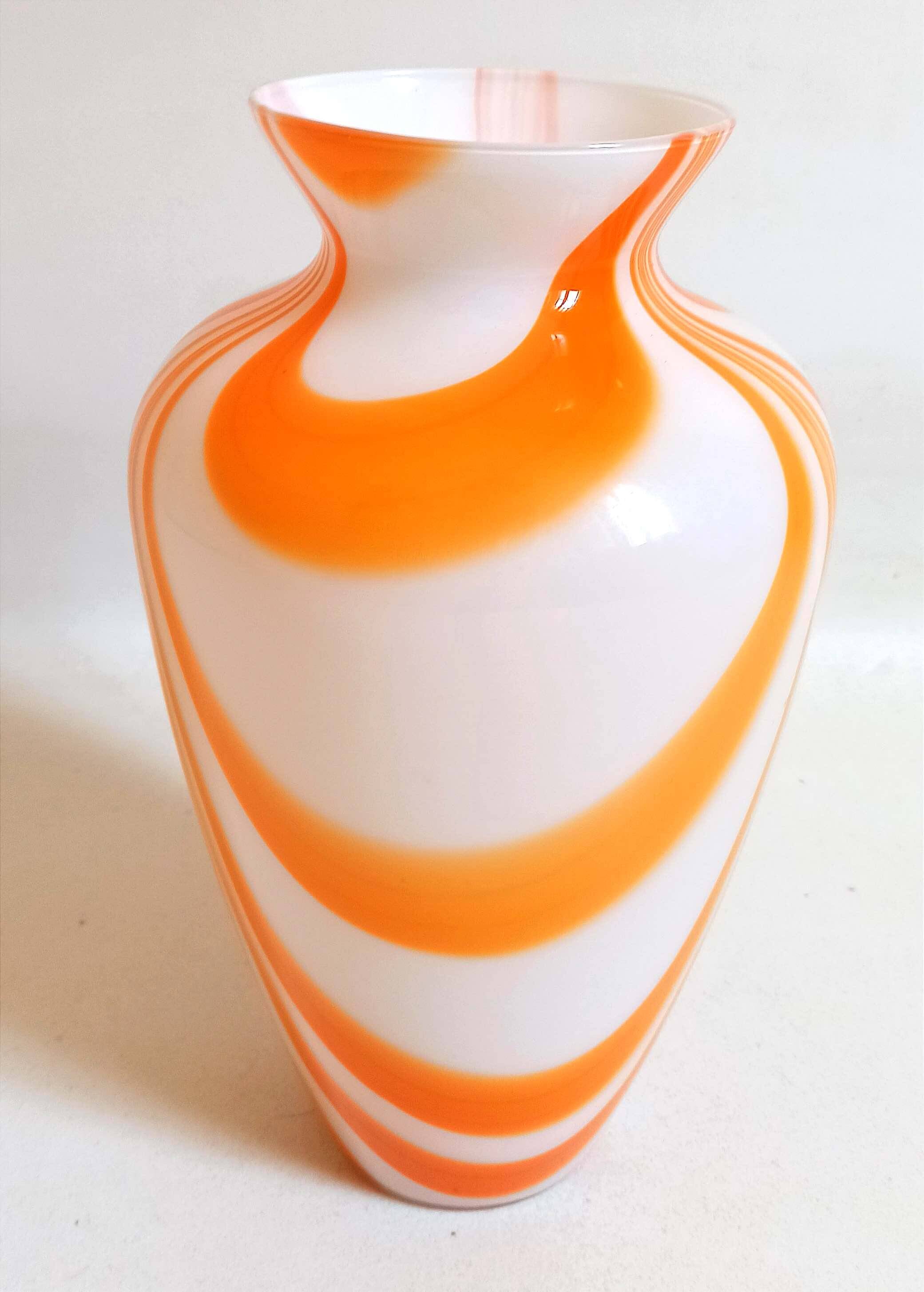 Orange Murano vase by Carlo Moretti 1970s Height 36 cm