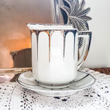 Service à café Limoges style art déco blanc et argent